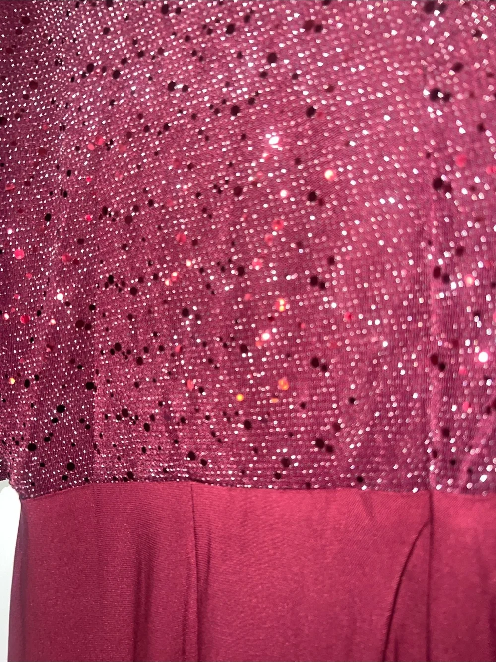 R&M Richards Burgundy Sparkle Overlay Formal Jumpsuit Wide Leg Evening Cocktail